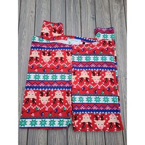 Tis the Season Ugly Christmas Sweater Reindeer Lights Leggings Pants 1X